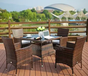 Outdoor Set: 5 Piece Rattan Patio Furniture Set