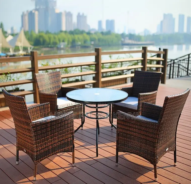Outdoor Set: 5 Piece Rattan Patio Furniture Set