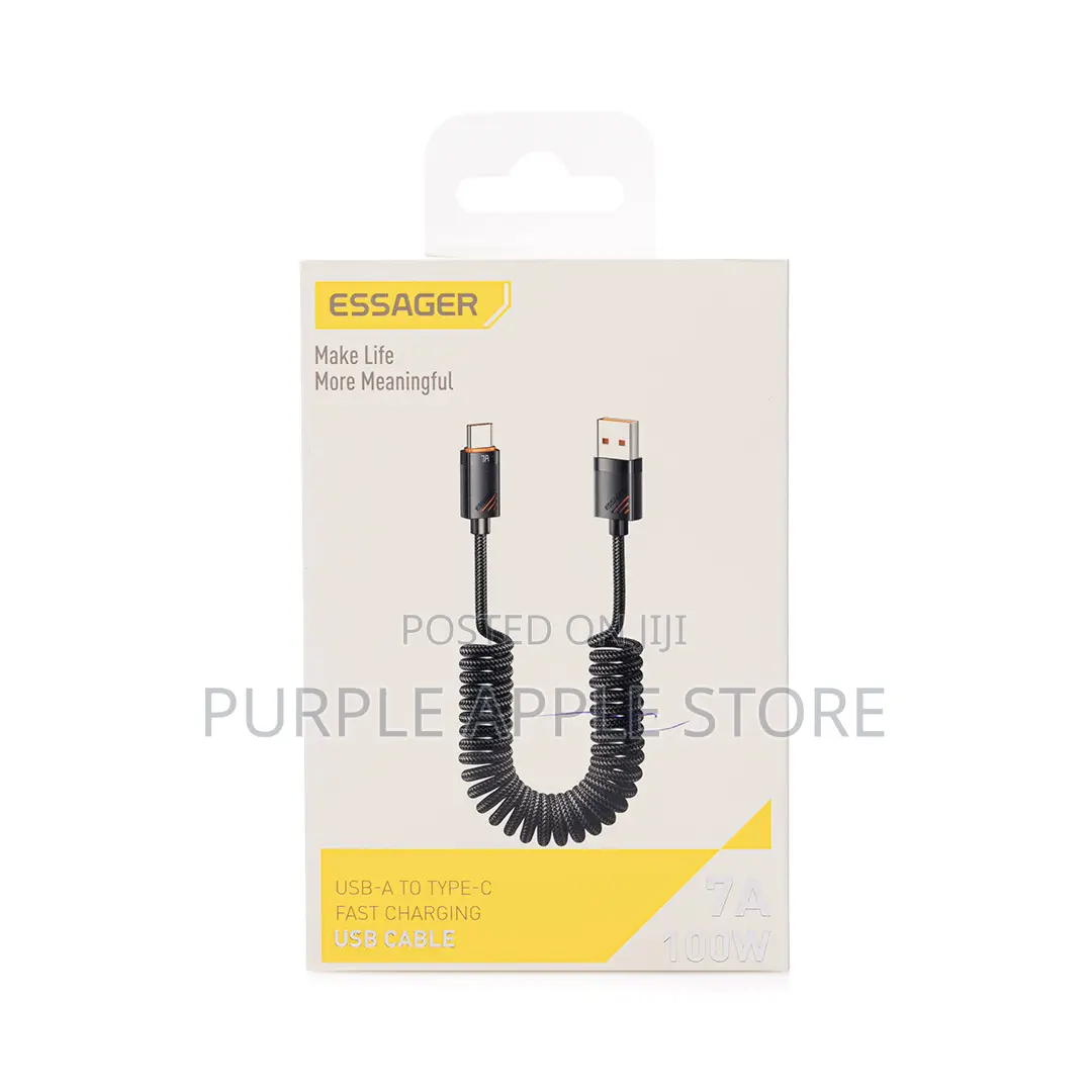 Essager 7a 100w Usb-C Spring Cable 1.8m | Fast Charge
