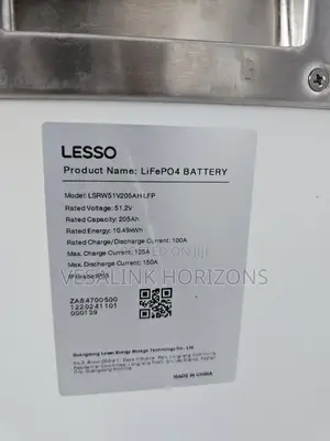 Lesso Solar 10kwh Lithium Battery 205ah 51.2v