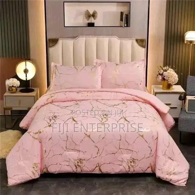 Luxury Gold Marble Foil Texture Duvet Cover Set – 6×6 6×7 | Cotton
