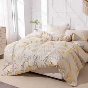 Luxury Gold Marble Foil Texture Duvet Cover Set – 6×6 6×7 | Cotton