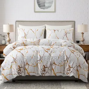 Luxury Gold Marble Foil Texture Duvet Cover Set – 6×6 6×7 | Cotton