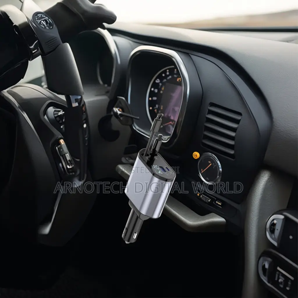 4-in-1 Smart Usb A+C Car Charger With Retractable Cable