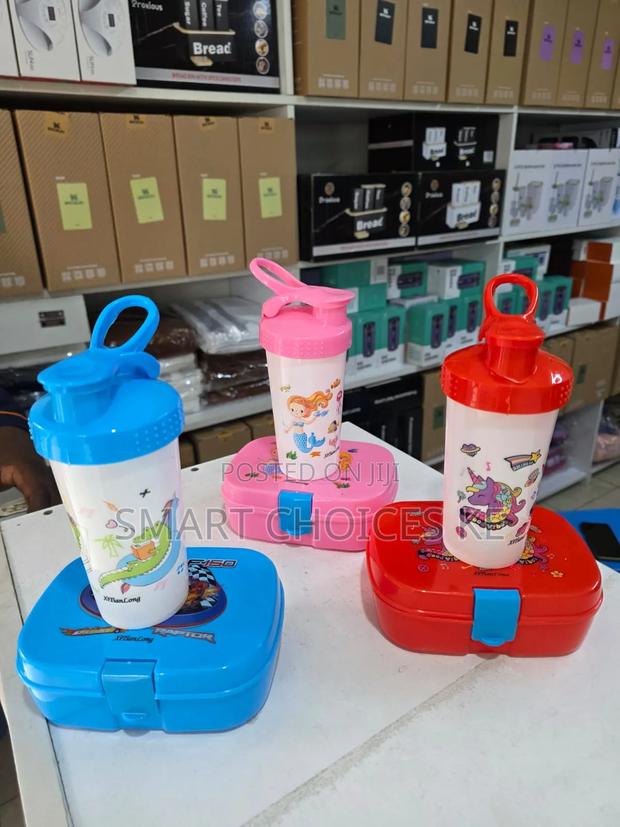2pcs Cartoon Themed Kids Lunch Box /Snack Box With Water Bottle - thumbnail 2