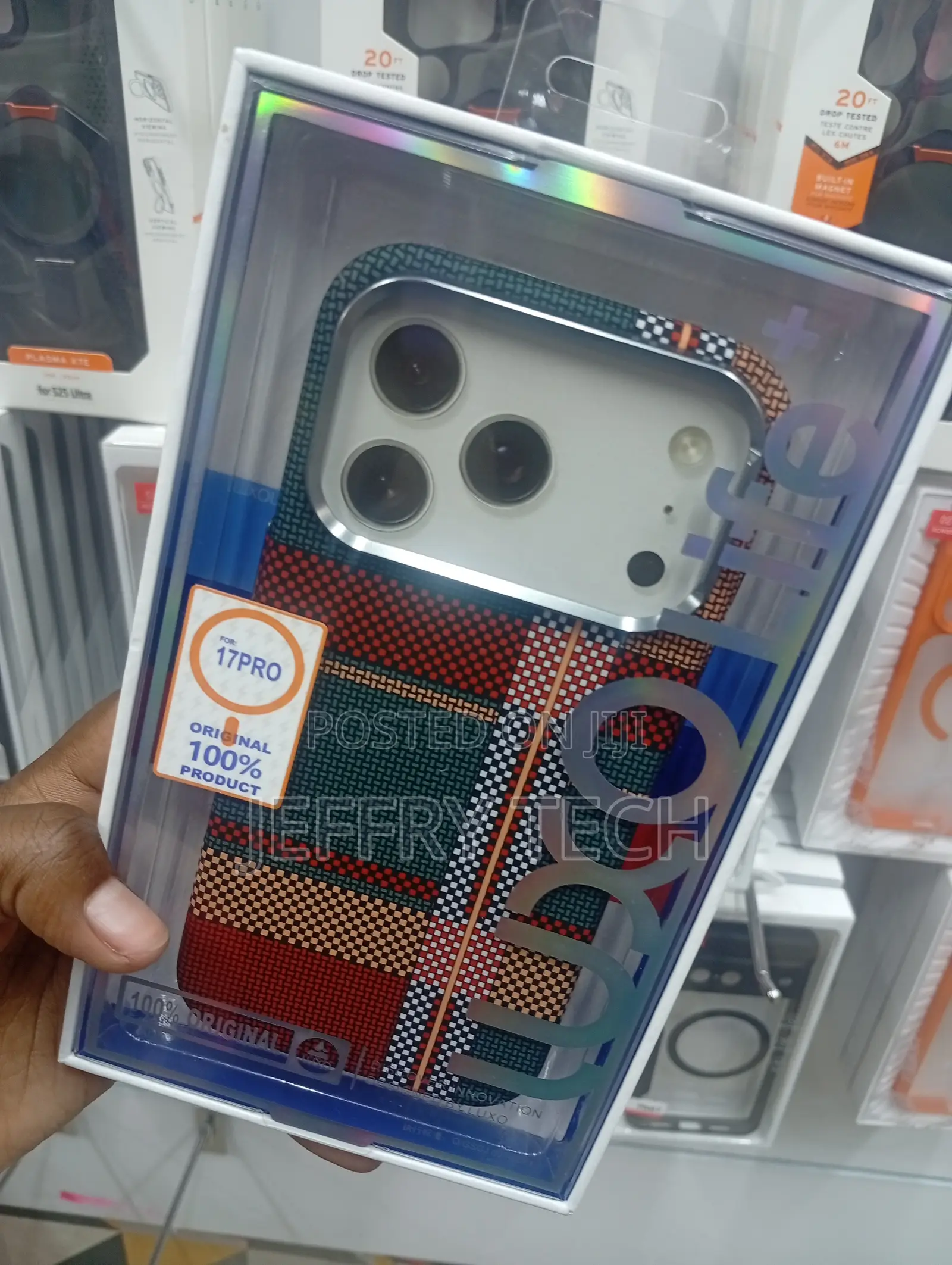 A Luxo Woven Plaid Phone Case Designed for an iPhone 17 Pro.
