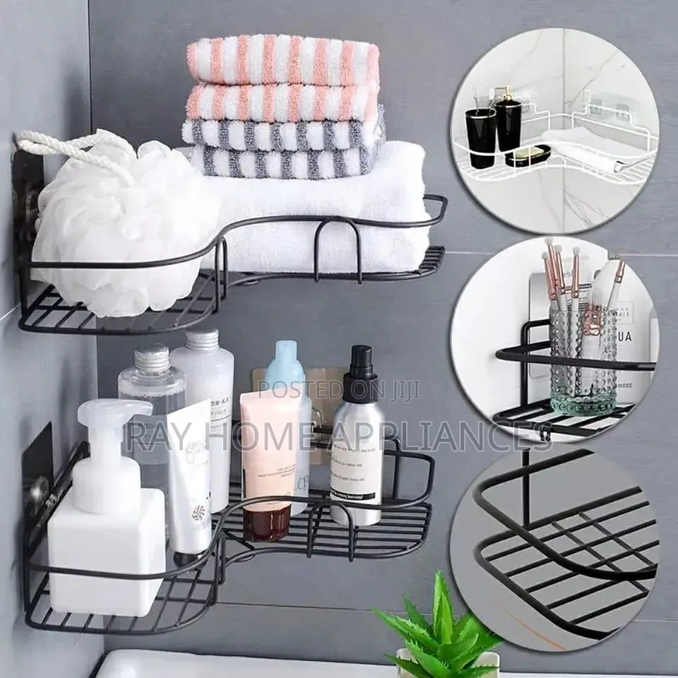 Triangular Storage Corner Shelves Material: Metallic Black in Colour