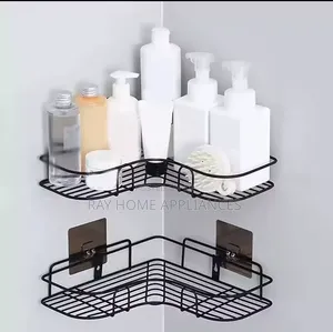 Triangular Storage Corner Shelves Material: Metallic Black in Colour