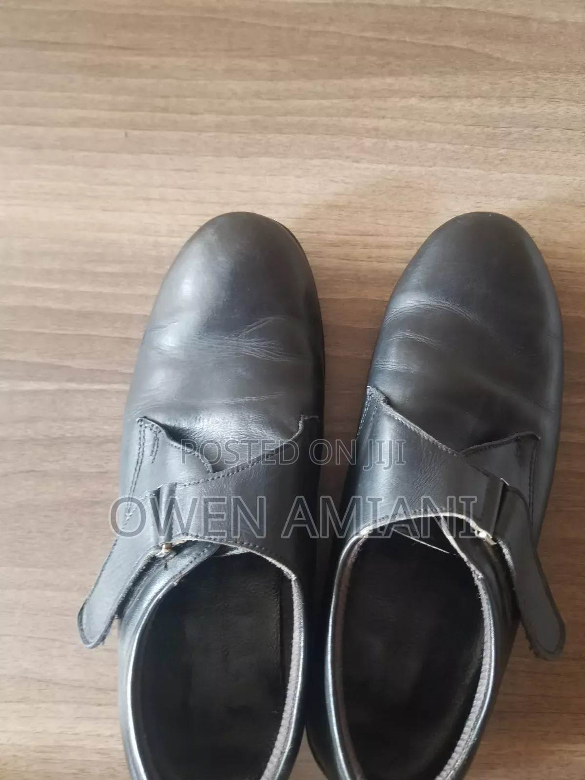 Black Leather Monk Strap Shoes