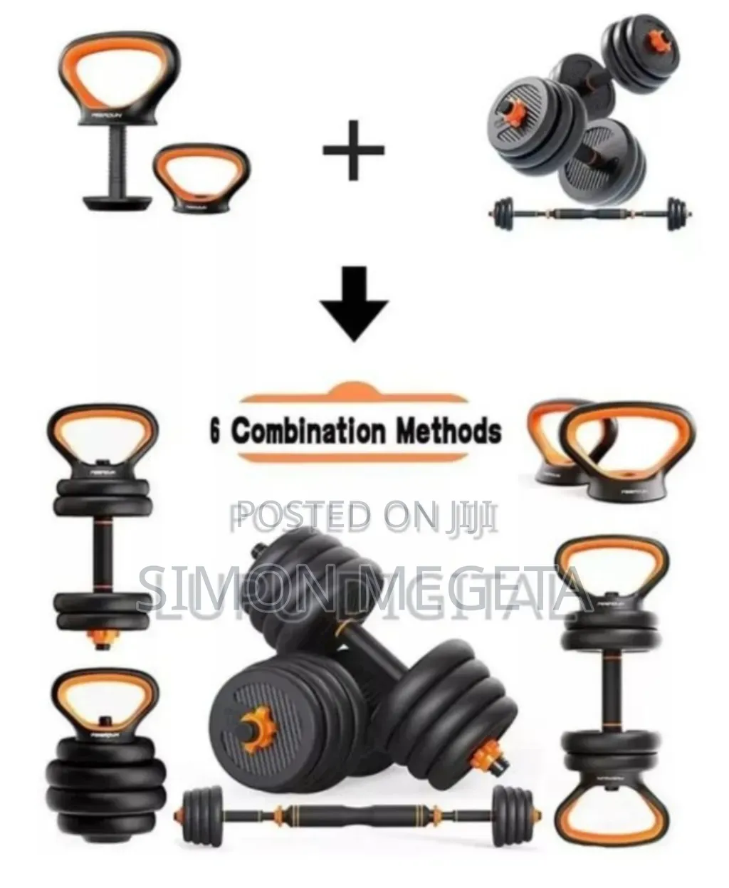 Black Rubber 6in1 50kgs Dumbells