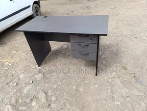 Grey Study Desk With 3 Drawer Side