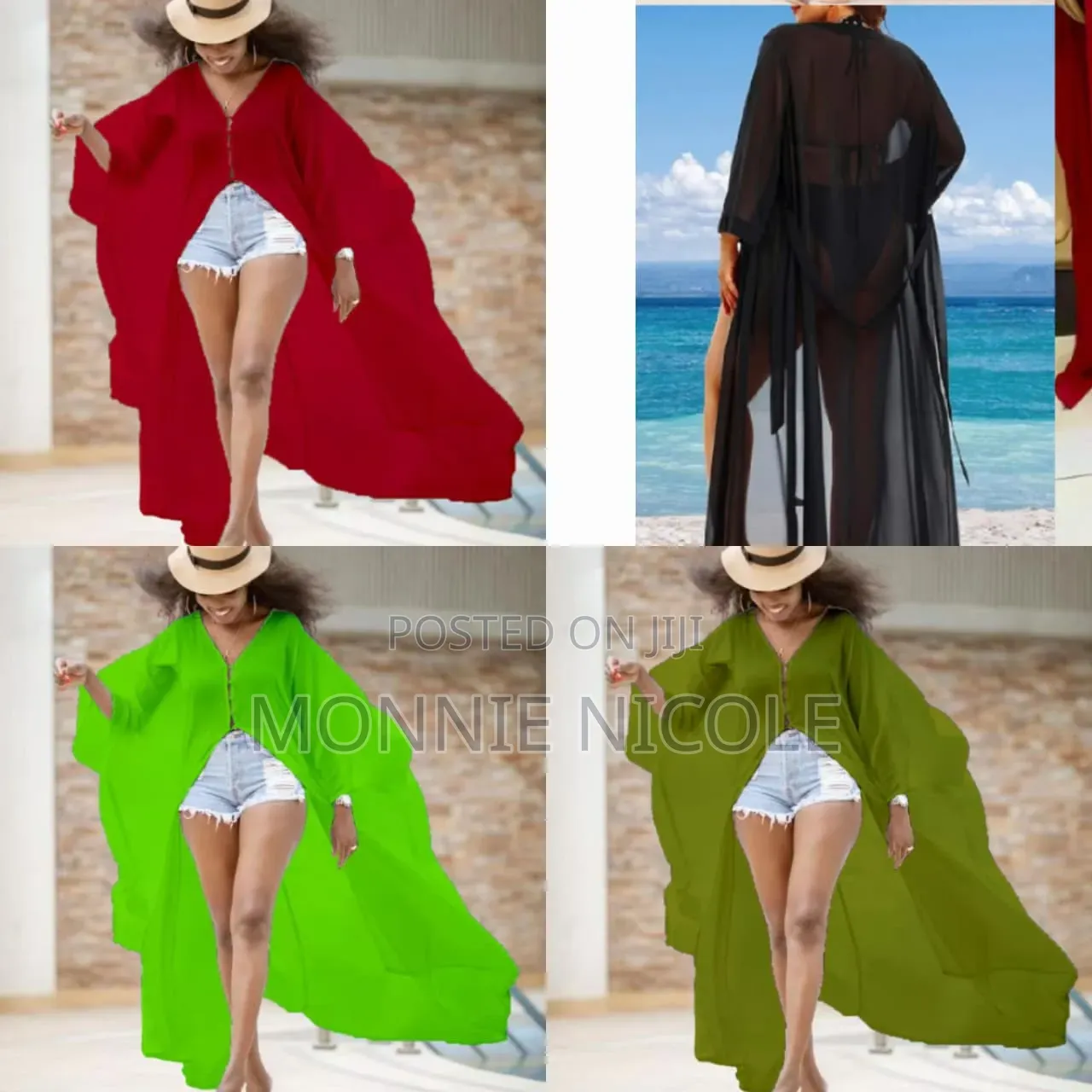 Trendy Chiffon Kimono Cover Up Beach Wear