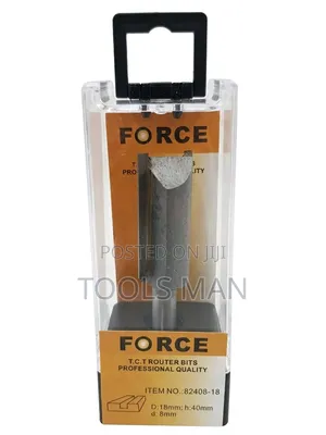 Force 18mm X 40mm T.C.T Straight Router Bit - 8mm Shank.
