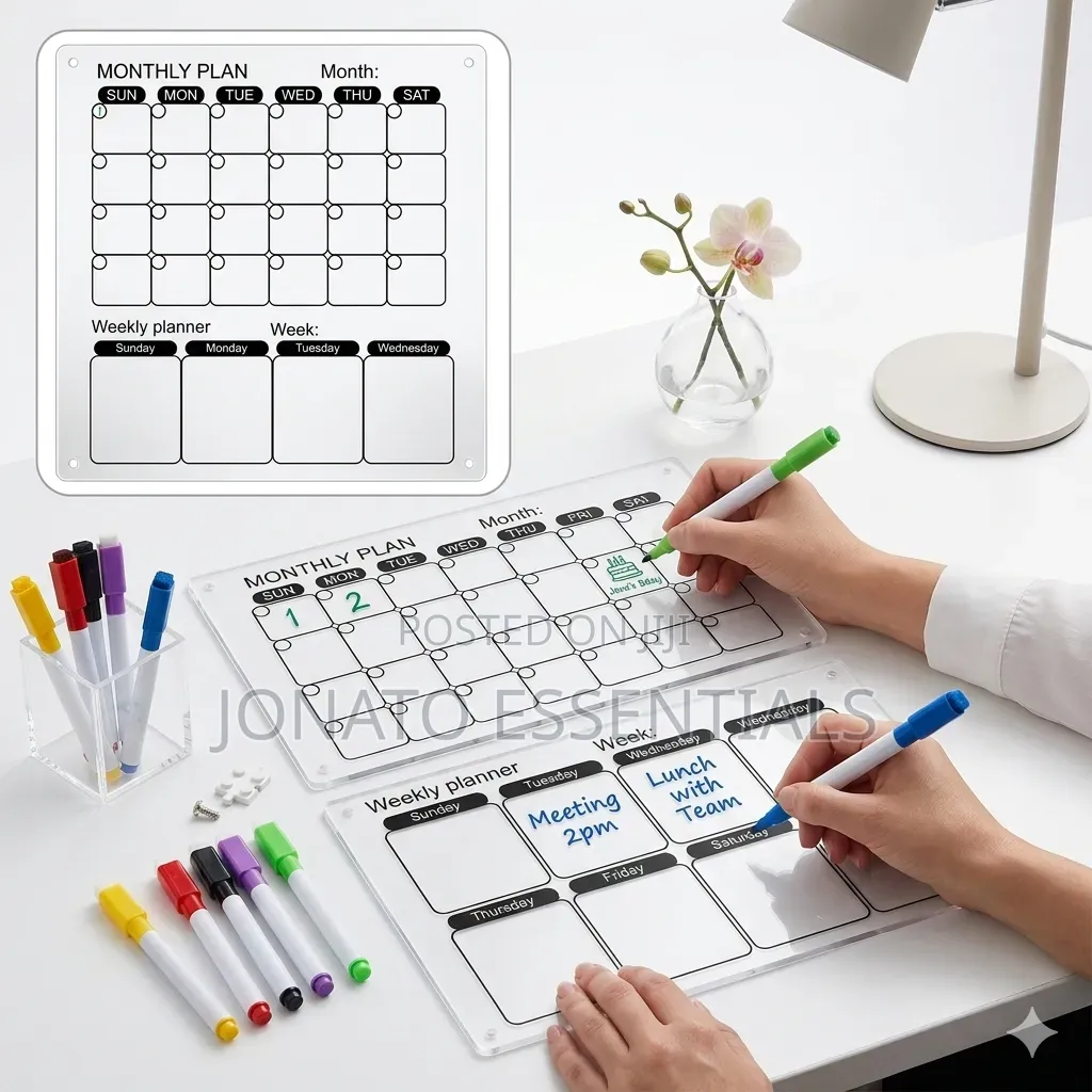 Magnetic Acrylic Dry Erase Monthly Weekly Calendar Planner Board