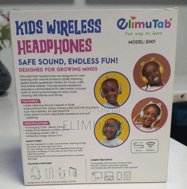 Elimutab Kids Wireless Headphones - Cat - thumbnail 2