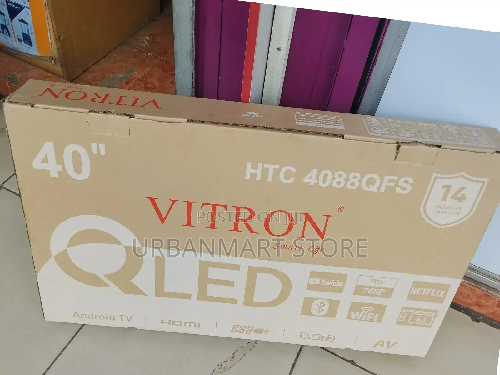 Vitron 40 Inch Qled Android TV With Clear Sound, Wifi and Bluetooth