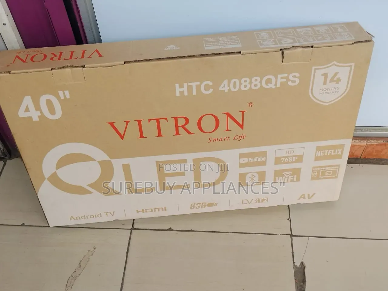 Vitron 40” Frameless Qled Smart Android Tv With Wi-Fi Bluetooth