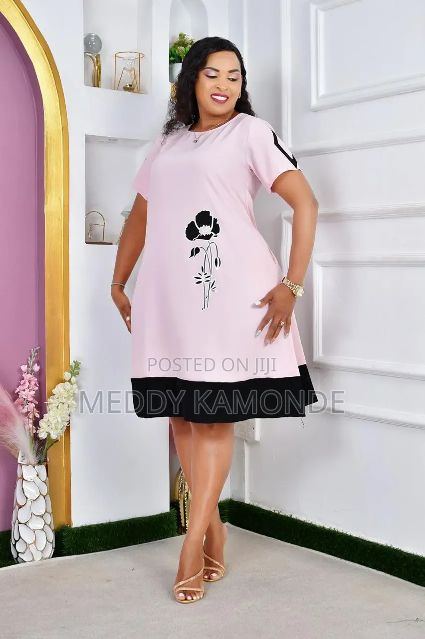 Pink Black Office Dress