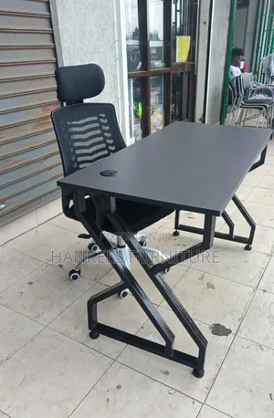 Metallic Study Desk and Office Chair – Modern Desk and Chair Combo