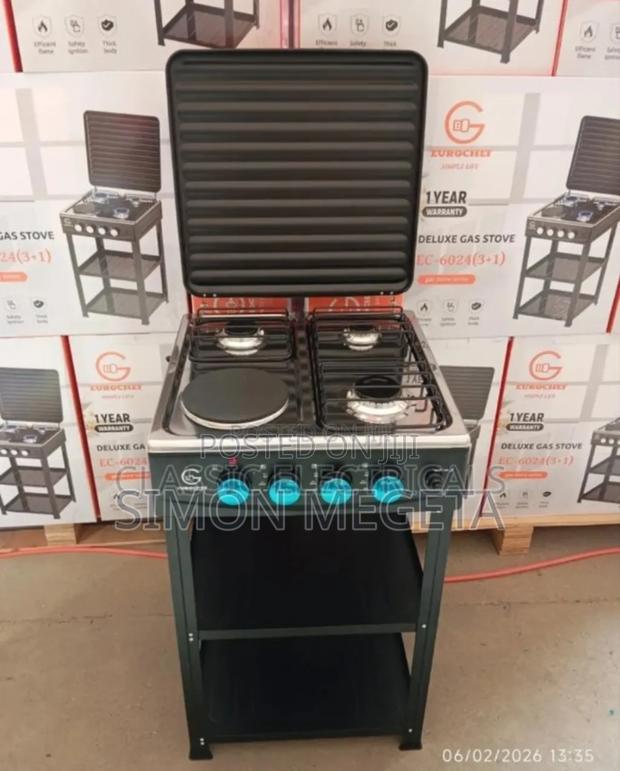 Black Automatic Eurochef 3+1 Cooker With Shelves