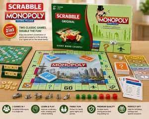 Scrabble Monopoly 2 in 1 Family Board Game Set