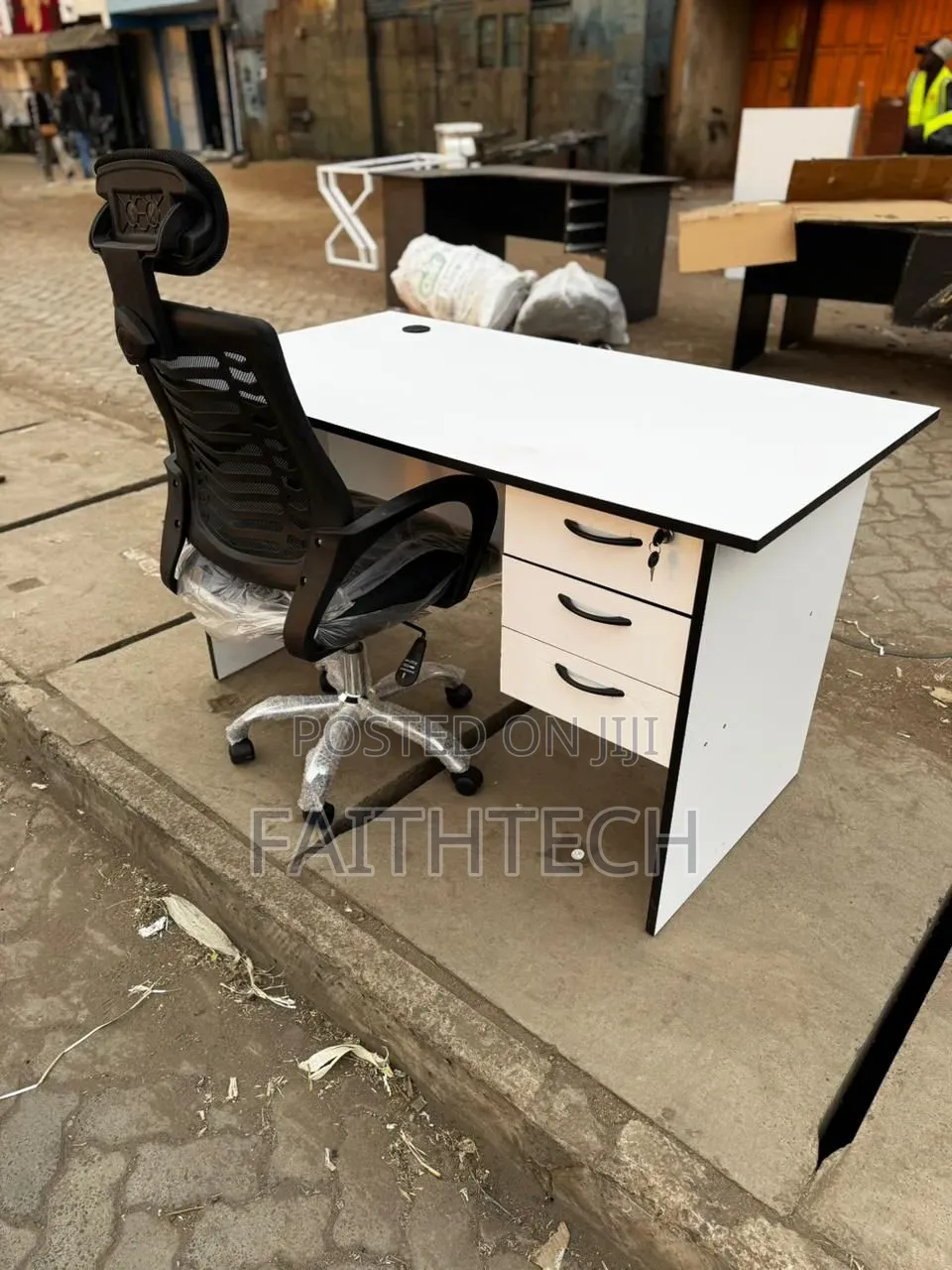 1 Metre Office Study Table/Desk With Office Chair With Headrest