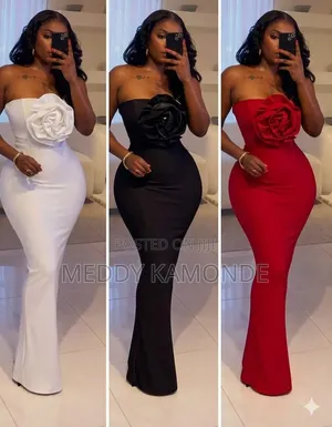 White/Black/Red Long Dinner Dress