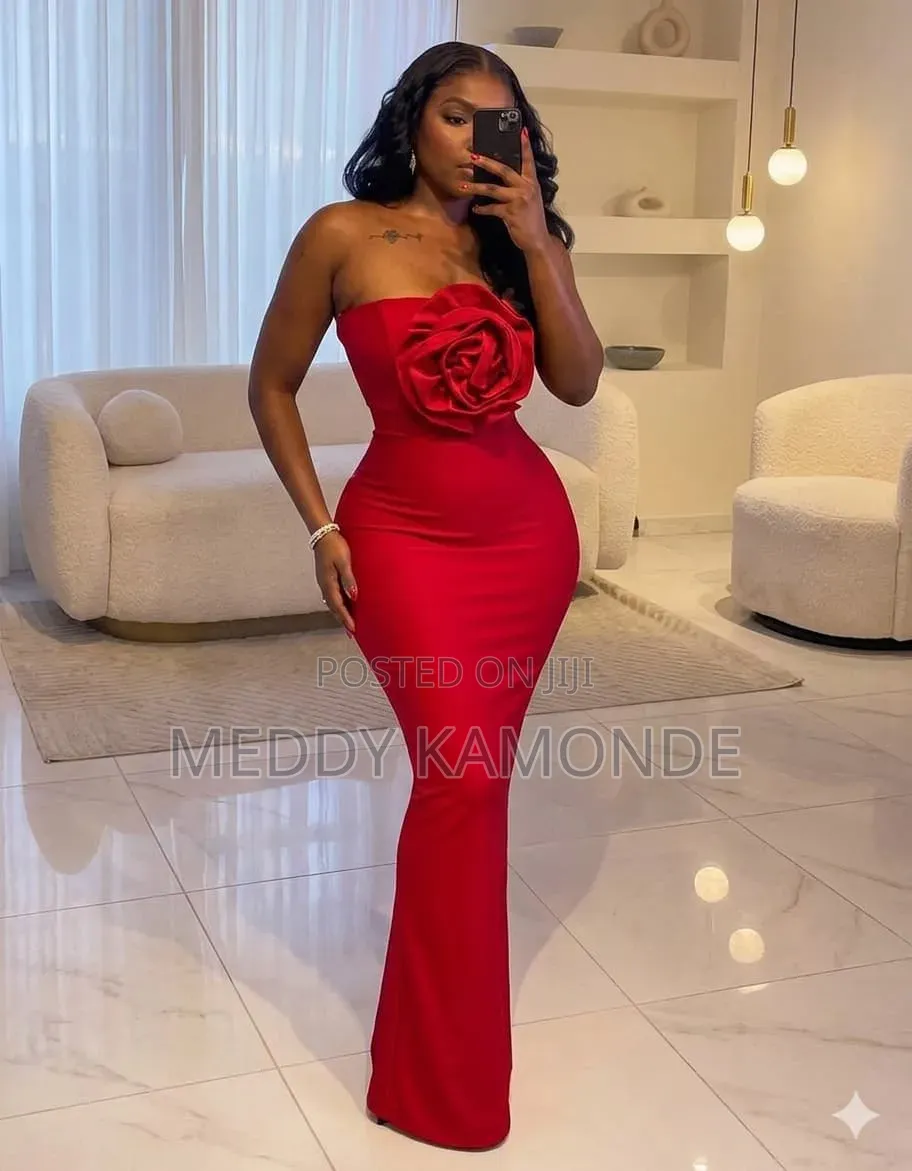 White/Black/Red Long Dinner Dress