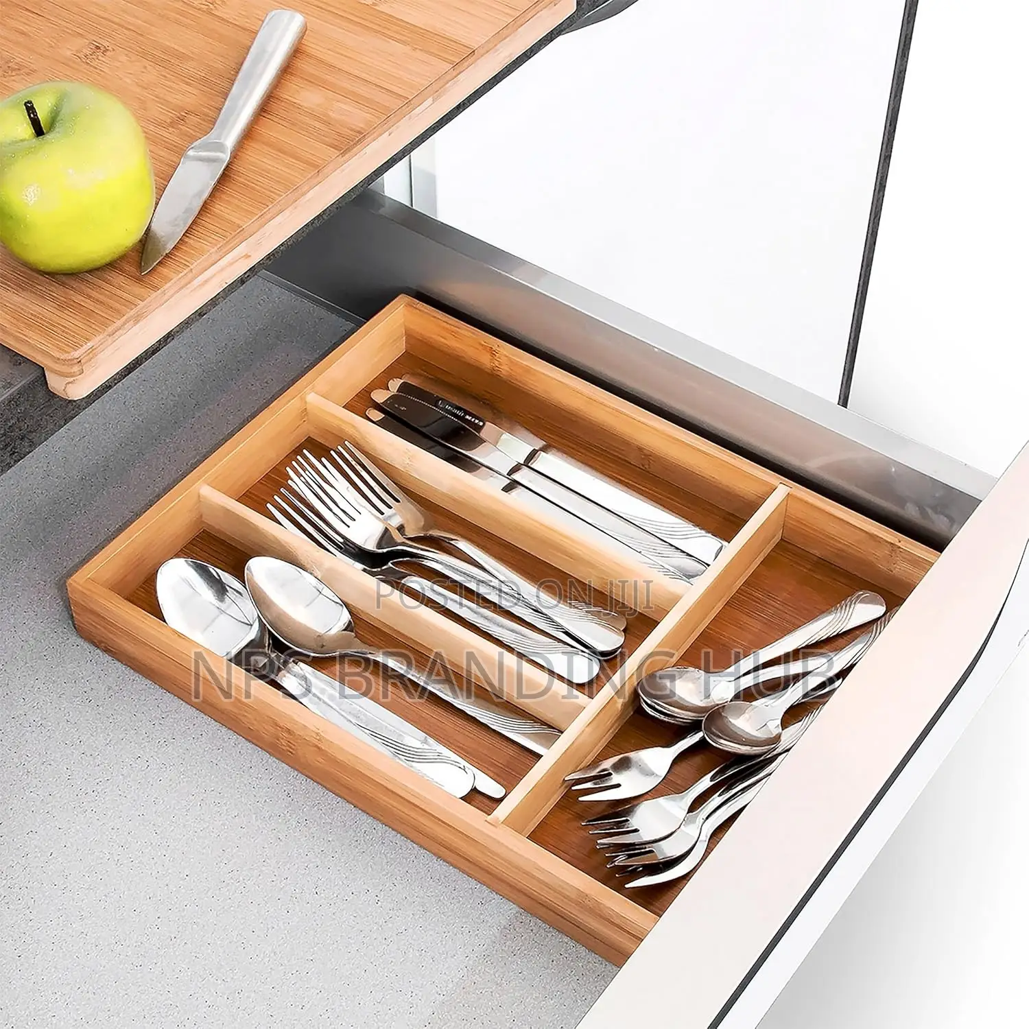 Bamboo Cutlery Tray With 4 Slots Hbc