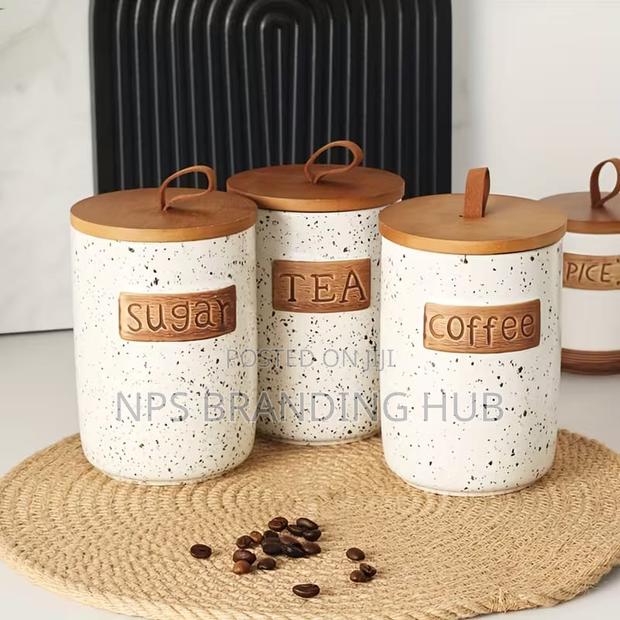 800ml Coffee Bean Container White Black Dot Smooth Ceramic Sealed Jar - main view