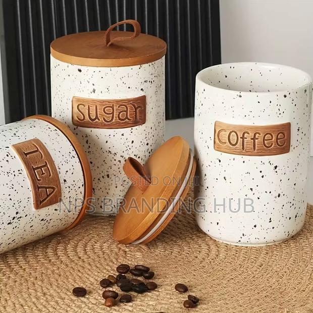 800ml Coffee Bean Container White Black Dot Smooth Ceramic Sealed Jar - thumbnail 2
