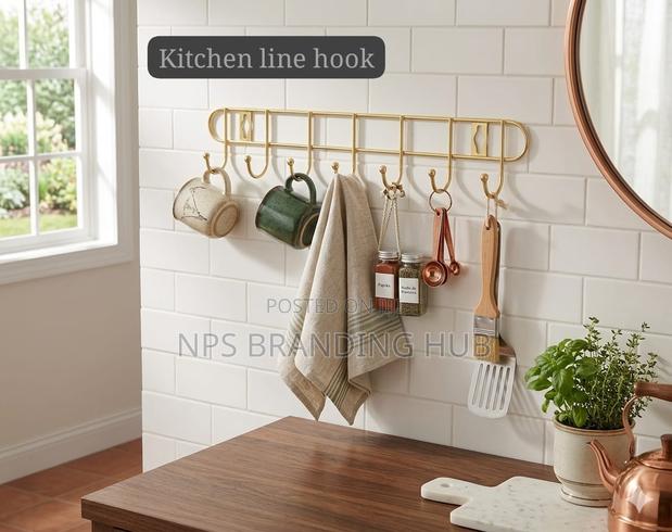 8 Hook Gold Stainless Steel Rail HBC - main view