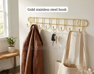 8 Hook Gold Stainless Steel Rail HBC