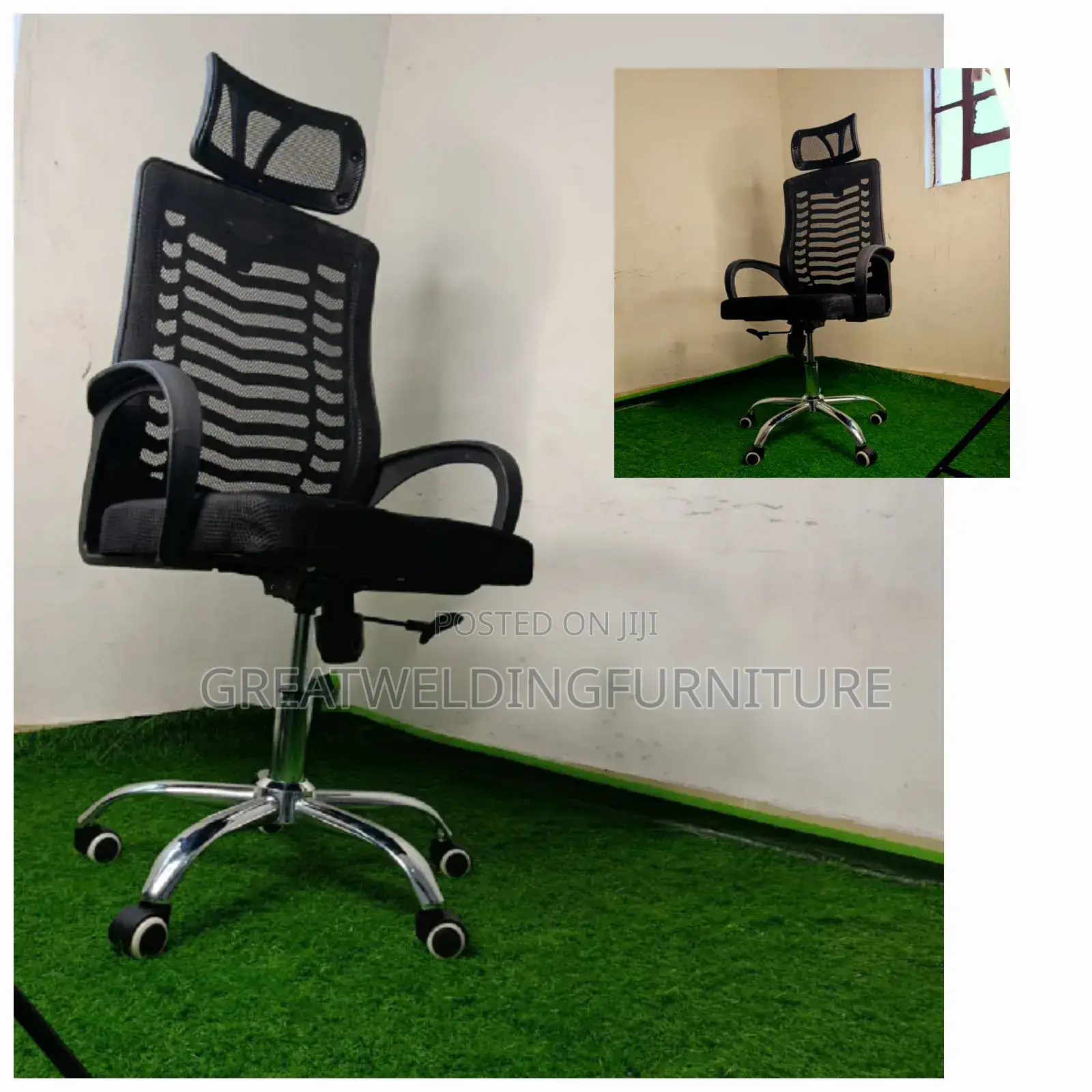 Black Modern Headrest Chair