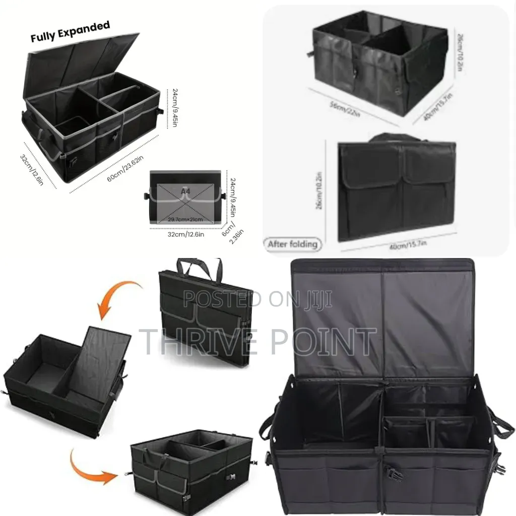 60x35x30cm Heavy Duty 3 Partition Foldable Car Boot Organizer