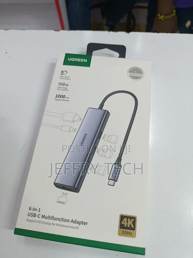Ugreen 6 in 1 Usb C Hub Ethernet Hdmi, Charging, Usb a Data Ports