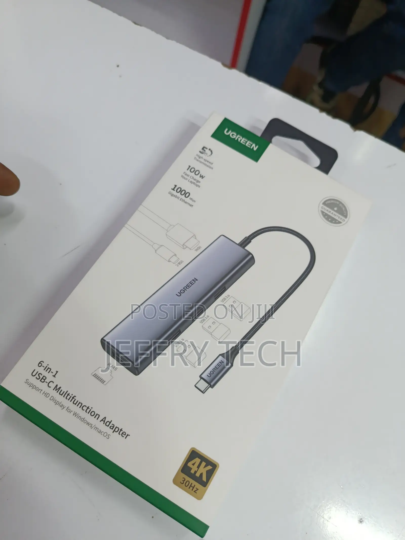 Ugreen 6 in 1 Usb C Hub Ethernet Hdmi, Charging, Usb a Data Ports