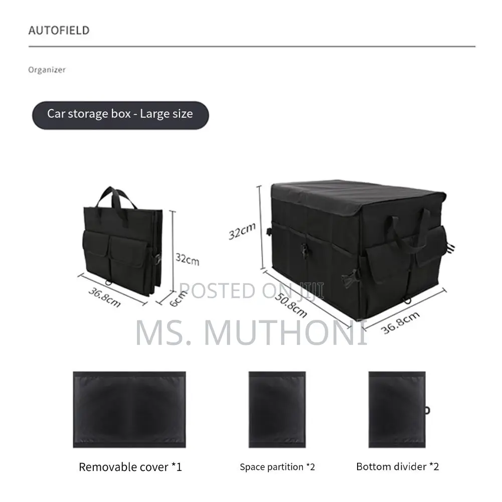 60x35x30cm Heavy Duty 3 Partition Foldable Car Trunk Organizer