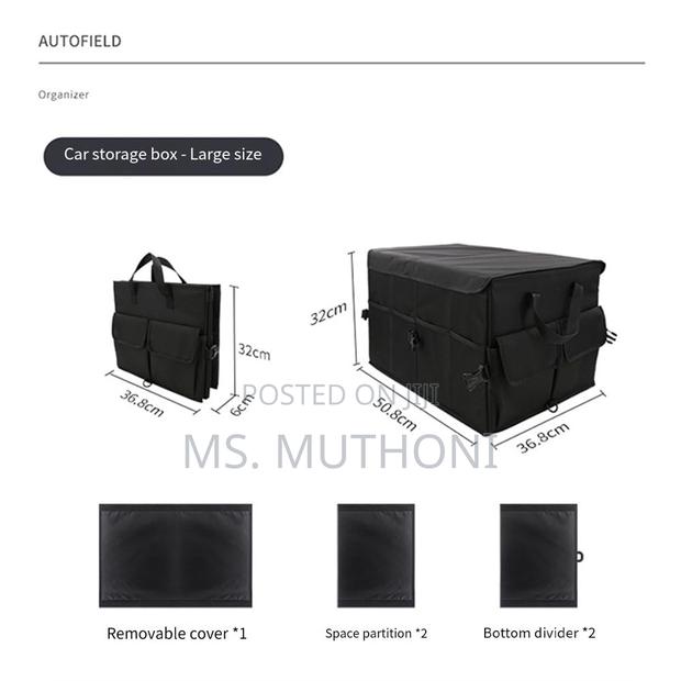 60x35x30cm Heavy Duty 3 Partition Foldable Car Trunk Organizer - thumbnail 2