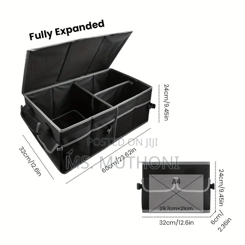 60x35x30cm Heavy Duty 3 Partition Foldable Car Trunk Organizer