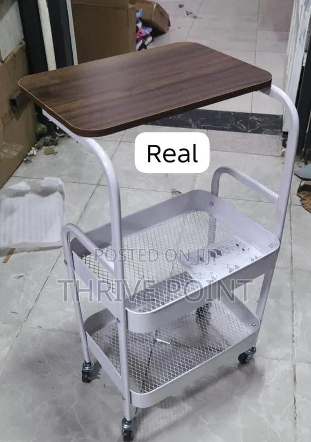 Wooden Top Double Mesh Trays Trolley Rack - thumbnail 2