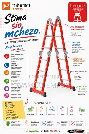 4x3/12ft/3.7m Multipurpose Fiberglass Ladder
