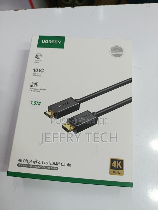Ugreen Dp101 Displayport to Hdmi Cable 2m - Male to Male, Pvc, Blac
