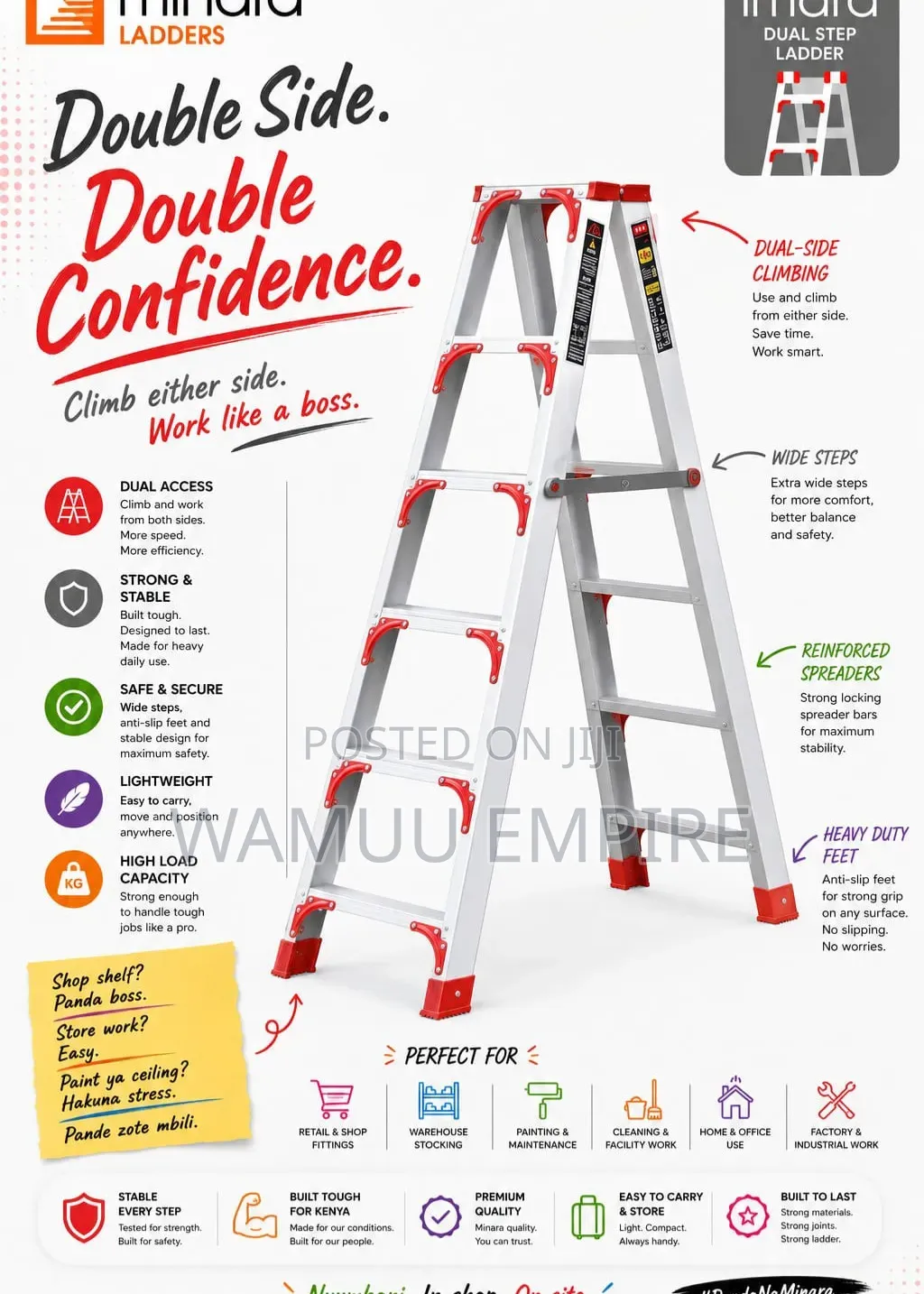 6*6 Homelux Kenya Heavy Duty Aluminum Double Side a Step Ladder
