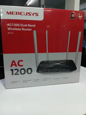 This Is a Mercusys Ac12 Ac1200 Dual Band Wireless Router in Black.