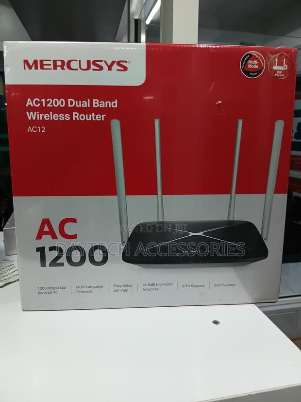This Is a Mercusys Ac12 Ac1200 Dual Band Wireless Router in Black. - thumbnail 2