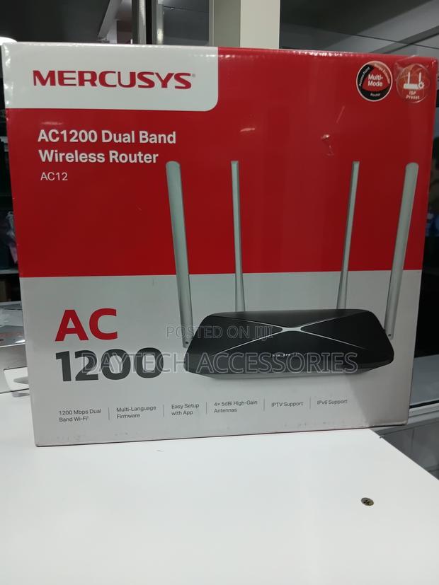 This Is a Mercusys Ac12 Ac1200 Dual Band Wireless Router in Black. - thumbnail 3
