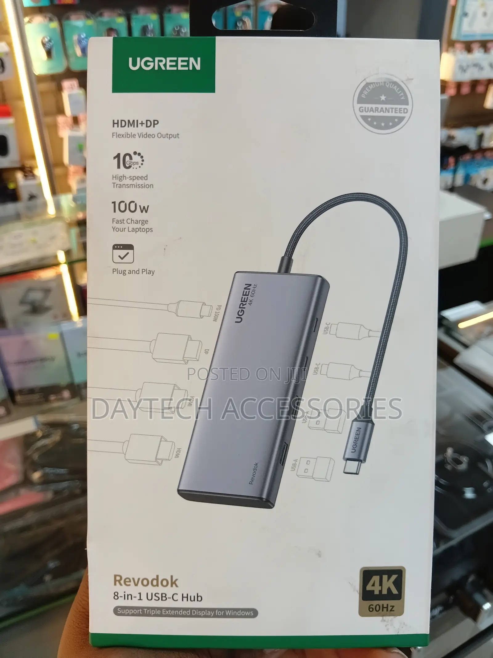 Ugreen Revodok 8-in-1 Usb-C Hub 4k60hz 10gbps Pd100w (Ug-Cm639-35625)