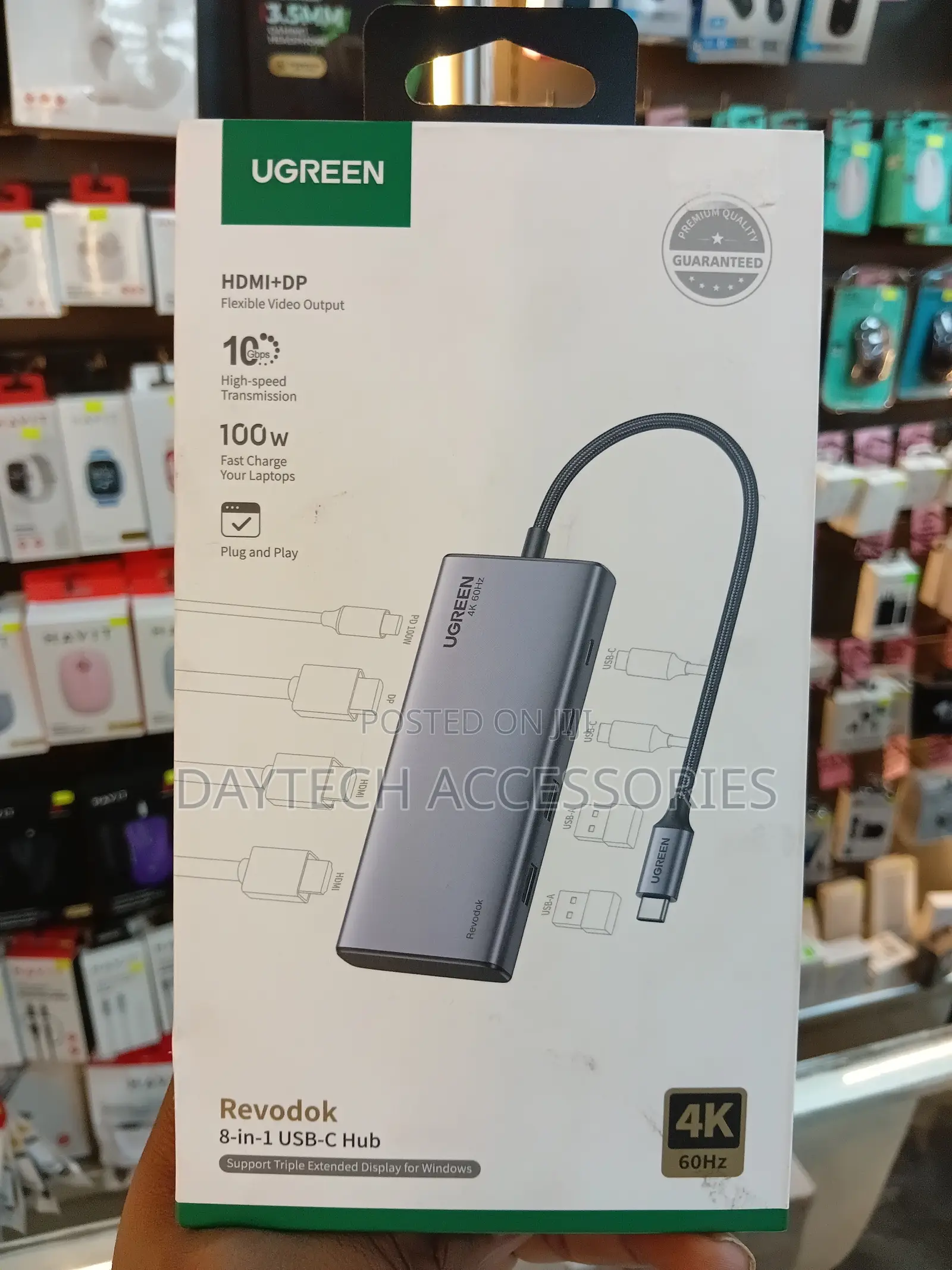 Ugreen Revodok 8-in-1 Usb-C Hub 4k60hz 10gbps Pd100w (Ug-Cm639-35625)