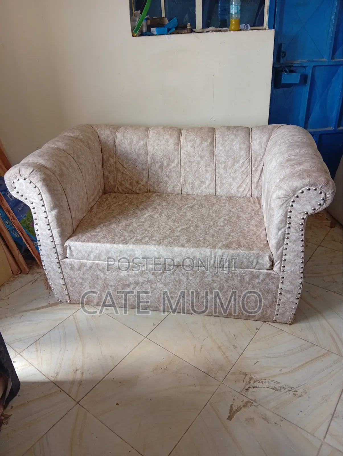 Brown White 2 Seater Chester Sofa